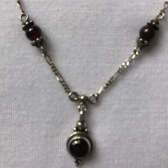 Jewelry - Vintage Sterling Silver Garnet Necklace.SOLD.